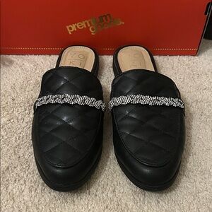 Black Quilted Slip-On Shoes
